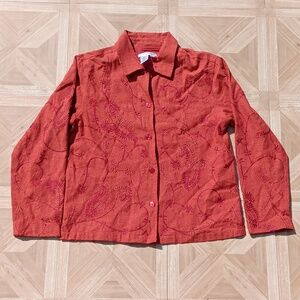 Vintage Coldwater Creek paisley embroidered rust button jacket size S